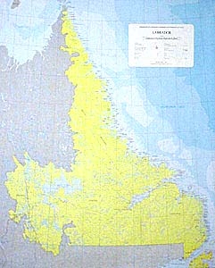 Labrador Provincial Base Map. Scale 1:1,000,000. This map has good road detail, parks, marshes, tidal flats and ferry routes for this Atlantic province. Choose laminated for extra durability.