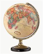 Sierra 12 Inch Brass World Globe. An antique brass and black metal base is the foundation upon which this globe is built. The 12 Inch antique-ocean desktop globe features a calibrated semi-meridian.