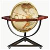 Frank Lloyd Wright Hexagon 12 Inch World Globe. Adapted from the hexagonal hassock design, this globe stand exemplifies the three Organic Elements used by Wright throughout his lifetime. The metal base is triangular, the hexagonal globe support is wood, a