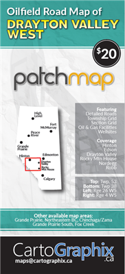 Oilfield Road Map of Drayton Valley West. Oilfield Road Map of Drayton Valley West. Features accurate PatchMap oilfield roads, labeled gas and waste plants, well sites, compressor stations, township grid with sections, detailed streams and water bodies, p