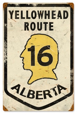 Yellowhead Route 16 Alberta Vintage Metal Sign