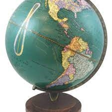 Province Vintage Green Replogle Globe. The 12" Providence Designer Globe matches the unique, rich, teal ocean coloring with the colorful country markings of the globe. This globe is held by a die-cast antique numbered meridian and light walnut colored bas