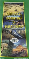Saskatchewan Geological Highway Map. This comprehensive geological road map shows highways and the types of surface bedrock, sediment and land forms. Features photographs and explanations of geological features shown including a glossary of terms. A must