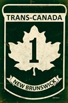 Replica Trans-Canada Highway 1 - New Brunswick Metal Sign measures 12 inches by 18 inches and weighs in at 2 lb(s). This Metal Sign is hand made in the USA using heavy gauge American steel.