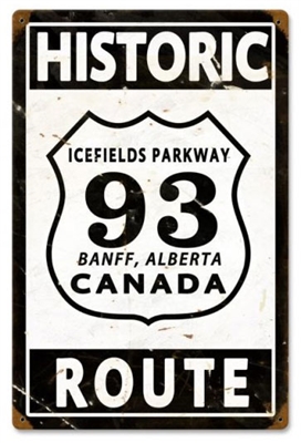 Highway 93 Icefields Parkway Banff Metal Sign