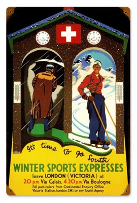 Winter Sports Express Vintage Metal Sign