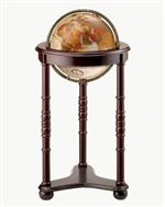 Lancaster 12 inch Floor World Globe. The cherry finish of this globe is sized effectively to be used as you sit in a chair. The stand with carved accents complements the rich bronze metallic globe ball. Metal die-cast meridian. Has rounded balls for the f