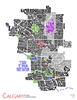 Calgary & Area Communities - Medium 2021 Wall Map. New for 2021. See Calgary in a new way. This creative wall map of Calgary, Alberta shows all communities in the city by using their names. This color-coded map shows communities in black, parks in green,