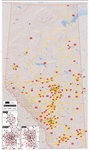 Alberta Provincial Base Map Postal Codes map. This is a simplified Alberta base map that shows all the Postal Code Forward Sortation Boundaries in Alberta. Shows cities, towns, primary and secondary roads and lakes. It includes insets of Calgary Edmonton