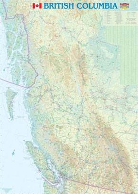 British Columbia Canada - large wall map. This is a very attractive wall map of all of BC, perfect for that bare office or study wall. It has lots of colors and good details, and has inset maps of Downtown Vancouver, Downtown Victoria and Whistler Village