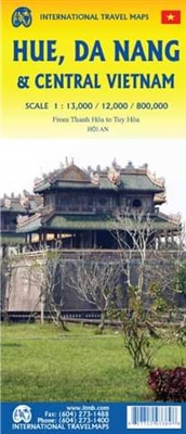 Hue, Dan Nang & Central Vietnam Travel map.  This is a clear map of Central Vietnam with an inset map of the city of Hue. A double-sided road map of Central Vietnam. The best way to plan your trip, prepare your itinerary.