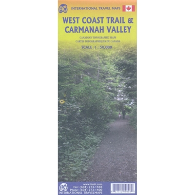 West Coast Trail BC Hiking Map. This is a topographic map that covers the popular West Coast Trail on Vancouver Island, British Columbia. One of the best coastal hikes that will take you on an 80 kilometer hike along some majestic coast line. Compliment y