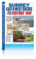 Surrey East & West Sussex Visitors Map. This full colour foldout visitors map of Surrey, East Sussex & West Sussex features road mapping that covers an area extending to: The south coast from Portsmouth to Hastings, Ashford (Kent) and Faversham to the eas