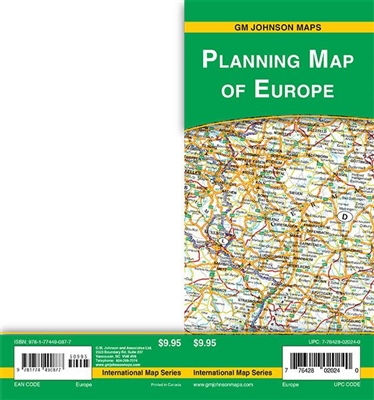 EUROPE PLANNING ROAD MAP.  This is a detailed Freytag & Berndt two-sided folded road map showing distances, points of interest, a full index and legend. Scale is 3 inches to 80 km.