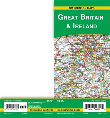 GREAT BRITAIN & IRELAND ROAD MAP.  This is a detailed Freytag & Berndt two-sided folded road map showing distances, points of interest, a full index and legend. Scale is 3 inches to 80 km.