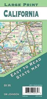 California Road Map.  This is an EASY TO READ detailed road map by GM Johnson, with an inset of the vicinity of Las Angeles, San Diego, and San Francisco.