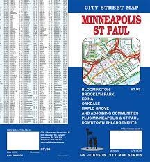 MINNEAPOLIS ST. PAUL MINNESOTA TRAVEL ROAD MAP.  This is a very detailed road map including Bloomington, Brooklyn Park, Edina, Oakdale, Maple Grove, and adjoining communities, plus Minneapolis and St. Paul Downtown enlargements.
