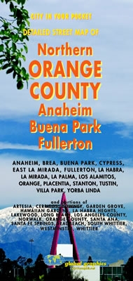 Northern Orange Country California Road Map. Going to Disney or the surrounding area? This detailed Street map includes ANAHEIM, BUENA PARK, FULLERTON, Brea, Cypress, East La Mirada, La Habra, La Mirada, La Palma, Los Alamitos,