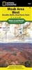 Moab West Hiking Trail map. This map provides comprehensive coverage of mountain bike trail systems in the region, specifically focusing on the Klondike Bluffs and Dead Horse Point trails to the west of Moab. The map clearly and accurately shows the locat