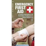 Emergency First Aid pocket guide. Emergency First Aid is a pocket-sized, folding reference guide on how to recognize and respond to common medical emergencies. It will allow the user to check for vital signs and assess the severity of medical emergencies