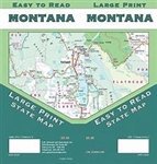 Montana State Map - Large Print. Includes regional maps of Billings, Bozeman, Butte, Great Falls, Helena, Kalispell, Missoula, and Glacier National Park. Features of this map are points of interest, waysides, state parks, fish hatcheries, historic and nat