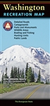 Washington Benchmark Recreation Map. The recreational map of Washington State side features public lands, extensive highway detail, point-to-point mileages, recreation attractions, campgrounds, parks & wildlife areas, boating & fishing access points, and