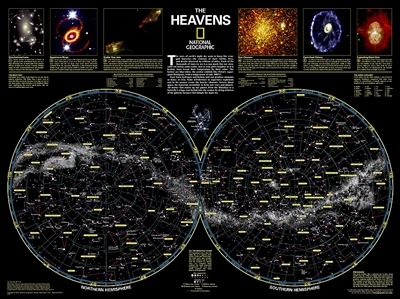 The Heavens - National Geographic Wall Map. The stars of earth's night sky seem to hang like tranquil lanterns, filling us with wonder. They inspire great works of art, and tempt our imaginations into creating stories and myths from the shapes we see. The