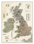 Britain & Ireland Executive National Geographic Wall Map. The classic political map of Britain and Ireland shows  detailed country boundaries, thousands of place names, major highways and roads, airports, bodies of water, and more. Perfect for the classro