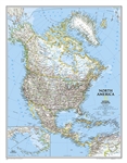 North America Political Wall Map - National Geographic. This political map of North America features trademark National Geographic detail and accuracy. The map shows country boundaries, place names, major highways and roads, bodies of water, and more. An