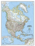North America Political National Geographic Wall Map. This political map of North America features trademark National Geographic detail and accuracy. The map shows country boundaries, place names, major highways and roads, bodies of water, and more. An in
