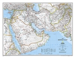 Middle East Political Wall Map - National Geographic. This wall map covers a broad geographic area ranging from northern Africa through the Middle East to the western edge of China and India. Includes complete coverage of Afghanistan, Pakistan, Tajikistan