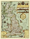Shakespeare's Britain National Geographic Wall Map. First published in the May, 1965 issue of NATIONAL GEOGRAPHIC, this map is a one of a kind resource for any true Shakespeare enthusiast. Steeped in the history of the era, Shakespeare's Britain is infuse