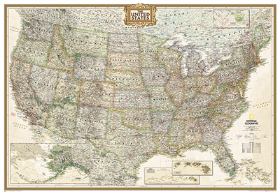 USA Executive National Geographic Wall Map Enlarged
