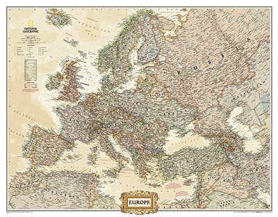Europe Executive Wall Map Large - National Geographic. Make a statement with the newest addition to our European Wall Map library. The rich tones of the Political Executive map combine the popular antique look with up-to-date information so that you have