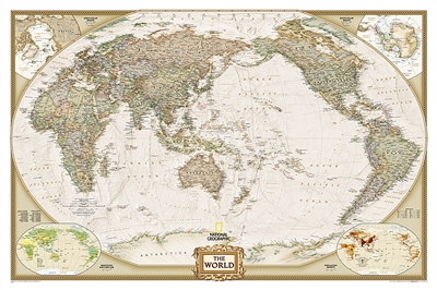 World Executive Pacific Centered National Geographic Wall Map. National Geographic's World map is the standard by which all other reference maps are measured. The World map is meticulously researched and adheres to National Geographic's convention of maki