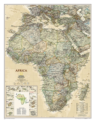 Africa Executive Wall Map - National Geographic. Our executive-style political map of Africa features country boundaries, place names, bodies of water, airports, major highways and roads, and much more. Includes the most accurate and up to date boundaries