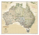 Australia Executive Wall Map - National Geographic. Highly accurate Australia executive style political map clearly shows state boundaries, place names, bodies of water, parks and preserves, and more. Includes inset maps for Tasmania and major Australian