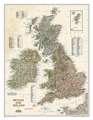 Britain and Ireland Executive National Geographic Wall Map