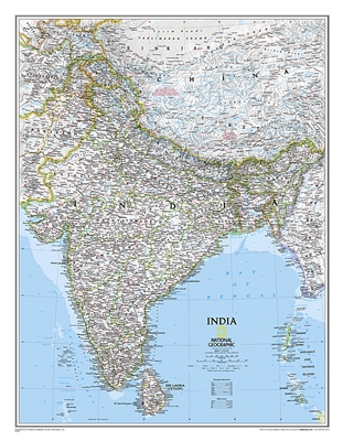 India Classic National Geographic Wall Map