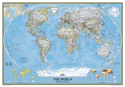 World Political Wall Map 3 Sheet Mural - National Geographic Wall Map 3 Sheet Mural. Enjoy the accuracy and beauty of the latest world map from the cartographers at National Geographic. This map features the Winkel Tripel projection to reduce distortion o