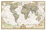 World Executive National Geographic Wall Map. This elegant, richly colored antique-style world map features the incredible cartographic detail that is the trademark quality of National Geographic. The map features a Tripel Projection, which reduces distor