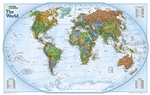World Explorer Wall Map - National Geographic. The colorful World Explorer map is designed using the Winkel Tripel projection, which reduces the distortion of land masses near the poles. Inset charts list largest cities by population and the largest count