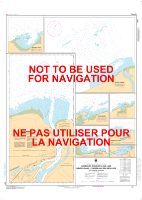 6371 - Harbours in Great Slave Lake - South Shore - Canadian Hydrographic Service (CHS)'s exceptional nautical charts and navigational products help ensure the safe navigation of Canada's waterways. These charts are the 'road maps' that guide mariners saf
