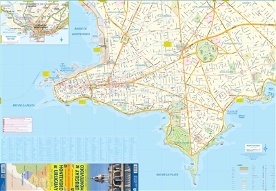 Uruguay & Montevideo Travel & Road Map. This is a very detailed topographical map of Uruguay. It features distinctive road markings and includes a nice inset map of Montevideo. Uruguay is a South American country known for its verdant interior and beach-l