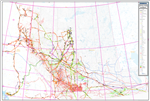 Western Canada Wells Pipelines Railroads Wall Map. All pipeline substances such as Crude Oil, Natural Gas, LNG, Condensate and others with an outside diameter of 16 inches and greater are depicted. The Pipeline System Name or Operator is also noted. There