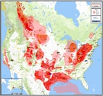 North America Shale Gas Plays and Basins map. This laminated boardroom map shows all the major Shale Gas plays and locations in Canada and the USA, showing the extent of the top producing Tight and Shale Gas Geological Plays and Basins. The map provides a