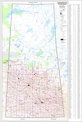Saskatchewan Provincial Base Map Rural Municipalities
