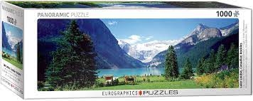 LAKE LOUISE PANORAMIC - PUZZLE - 1000 PC.  High quality puzzle of Lake Louise in the Canadian Rockies.