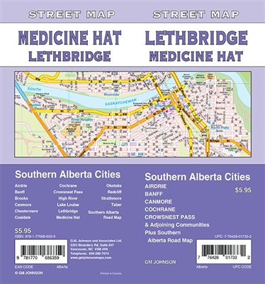 Lethbridge & Medicine Hat Street Map Includes a detailed street map of several cities in Southern Alberta including Airdrie, Banff, Brooks, Canmore, Chestermere, Coaldale, Cochrane, Crowsnest Pass, High River, Lake Louise, Lethbridge, Okotoks, Redcliff, S