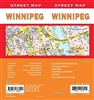 Winnipeg Road Map Includes Southern Manitoba, regional maps of Brandon, Portage la Prairie, Selkirk, and downtown Winnipeg. It shows rails, schools, boundaries, public services, campgrounds, ski areas, culture centres.